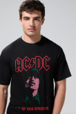 Camiseta negra de AC/DC en algodón manga corta