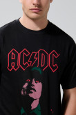 Camiseta negra de AC/DC en algodón manga corta
