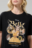Camiseta cuello redondo negra con diseño de Princesas