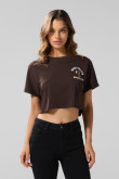 Camiseta crop top femenina fit oversize manga corta