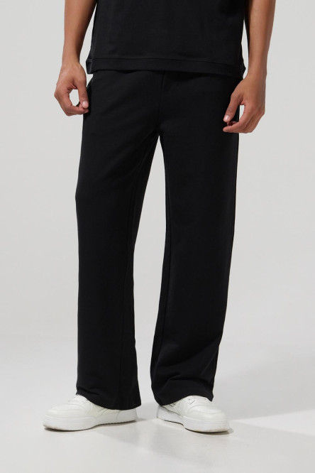 Pantalón jogger bota recta unicolor con cintura elástica
