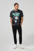 Camiseta negra tie dye manga corta con arte de Green Day