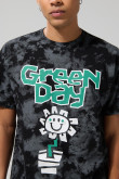 Camiseta negra tie dye manga corta con arte de Green Day