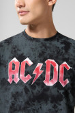 Camiseta negra tie dye manga corta con arte de AC/DC