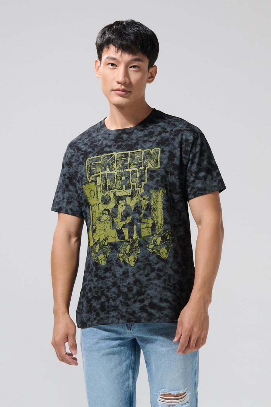 Camiseta negra tie dye manga corta de Green Day