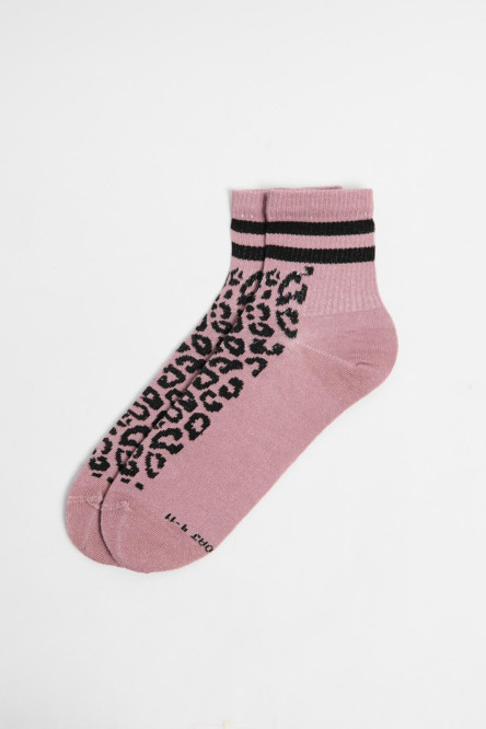 Medias unicolores cortas con rayas y diseños de animal print