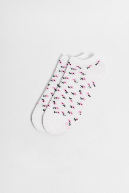 Medias tobilleras unicolores con artes continuos de flores