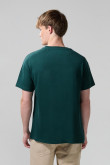 Camiseta cuello redondo verde oscura con arte college