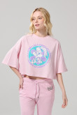 Camiseta rosada clara crop top oversize de Looney Tunes