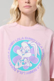 Camiseta rosada clara crop top oversize de Looney Tunes
