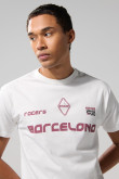 Camiseta crema college de Barcelona con manga corta