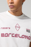Camiseta crema college de Barcelona con manga corta