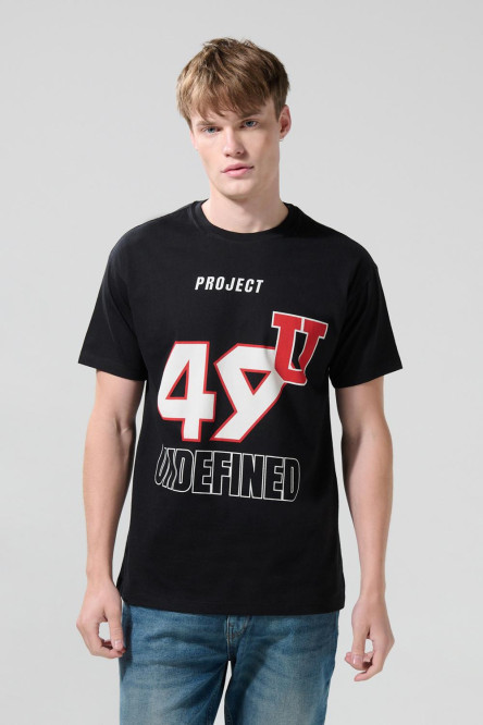 Camiseta en algodón negra con manga corta y arte college