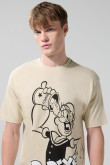Camiseta kaki clara manga corta con arte de Popeye