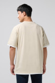 Camiseta oversize cuello redondo unicolor con contrastes