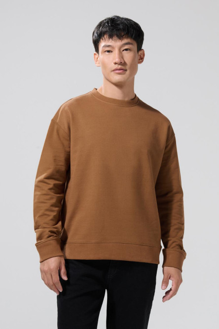 Buzo perchado unicolor oversize con cuello redondo