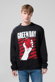 Buzo cuello redondo negro con arte de Green Day