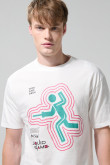 Camiseta de Squid Game crema clara con cuello redondo
