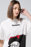 Camiseta oversize de Mafalda crema clara con manga corta