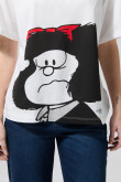 Camiseta oversize de Mafalda crema clara con manga corta