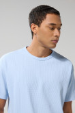 Camiseta oversize manga corta unicolor con texturas