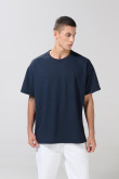 Camiseta oversize manga corta unicolor con texturas