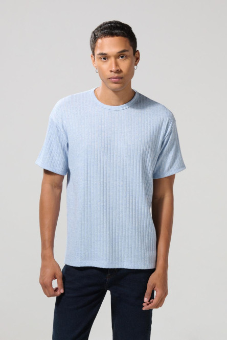 Camiseta manga corta oversize unicolor con texturas de canal