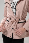 Chaqueta parka unicolor con capota y cintura ajustable