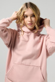 Buzo oversize perchado rosado con capota y bolsillo