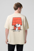 Camiseta de Snoopy kaki clara manga corta oversize
