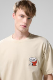Camiseta de Snoopy kaki clara manga corta oversize