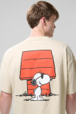 Camiseta de Snoopy kaki clara manga corta oversize