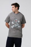 Camiseta gris de Looney Tunes con cuello redondo