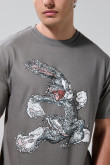 Camiseta gris de Looney Tunes con cuello redondo