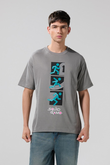 Camiseta gris intensa manga corta de Squid Game