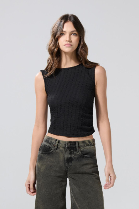 Camiseta manga sisa unicolor con recogidos laterales