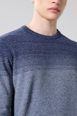 Suéter cuello redondo unicolor con efecto degradé