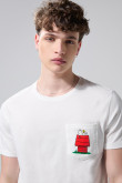 Camiseta crema de Snoopy manga corta con bolsillo