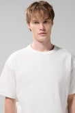Camiseta oversize unicolor en algodón cuello redondo