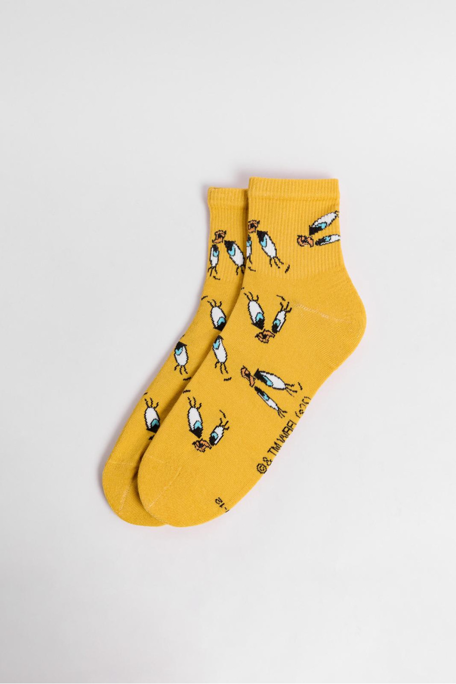 Medias amarillas cortas con diseño de Looney Tunes