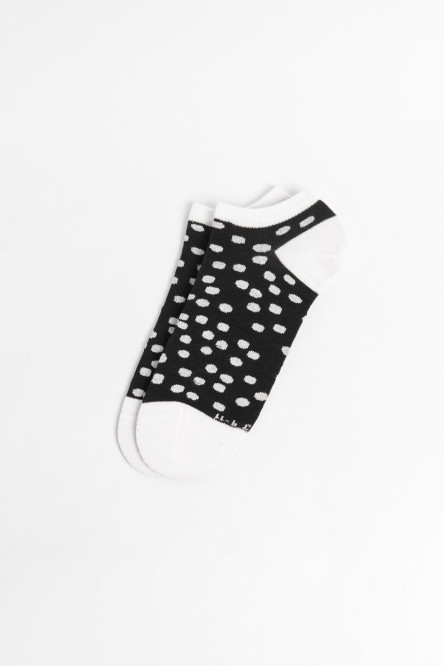 Medias tobilleras unicolores con contrastes y puntos