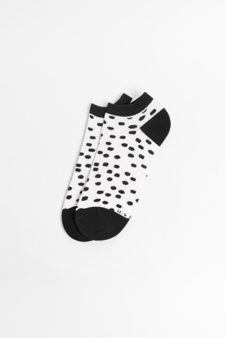 Medias tobilleras unicolores con contrastes y puntos