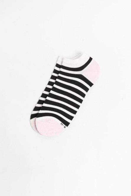 Medias tobilleras cremas con contrastes y rayas