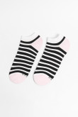 Medias tobilleras cremas con contrastes y rayas