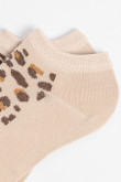Medias unicolores tobilleras con diseño de animal print