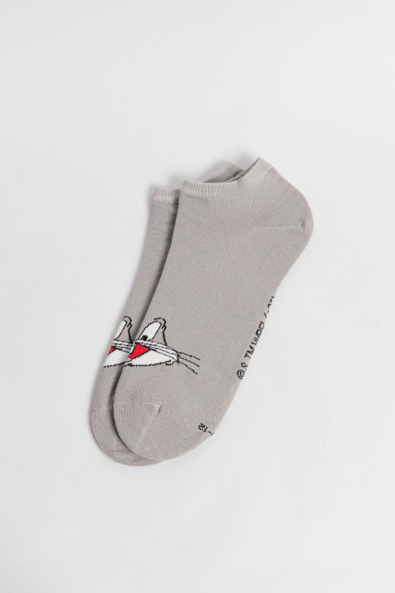 Medias grises tobilleras con diseño de Looney Tunes