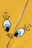 Medias tobilleras amarillas con diseño de Looney Tunes