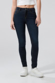 Jean jegging azul tiro alto con ajuste ceñido y bolsillos