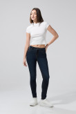 Jean jegging azul tiro alto con ajuste ceñido y bolsillos
