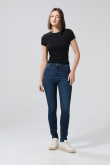 Jean jegging súper tiro alto azul oscuro con 5 bolsillos